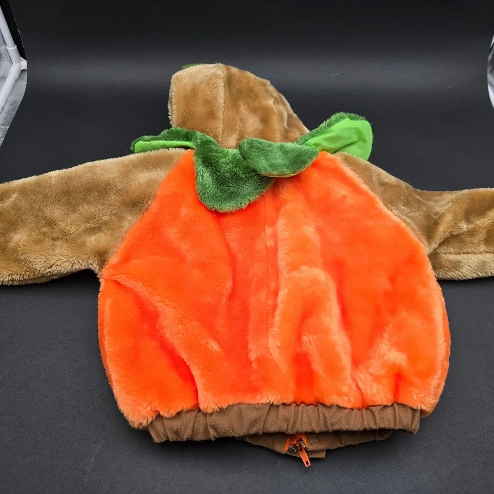 Toddler Halloween Costume Bear Pumpkin Jacket Orange Plush 12-24 Months Vintage